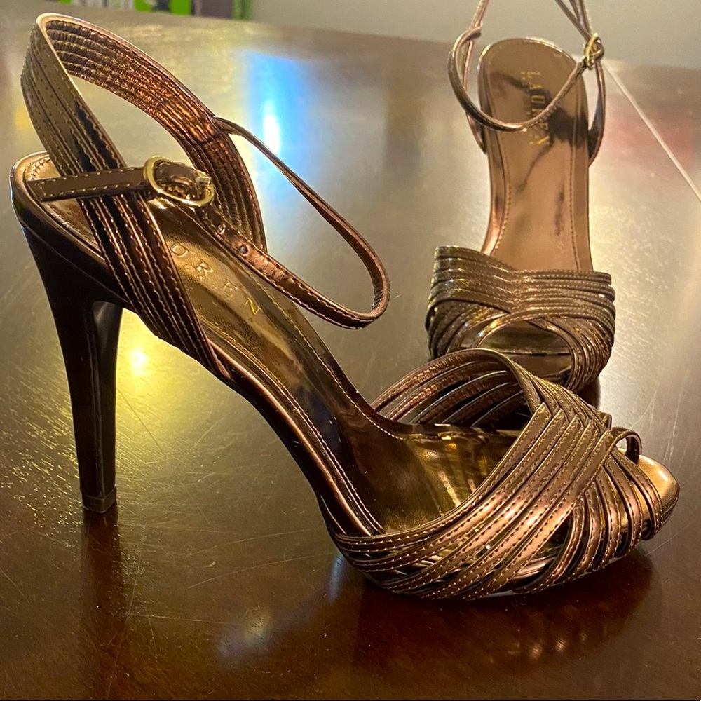 Ralph Lauren Bronze Strappy Heels